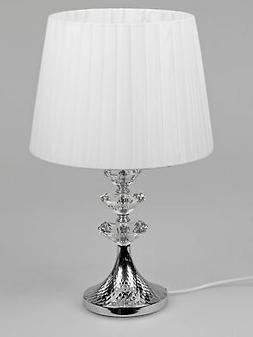Lampada da Tavolo, Luce Cristalli Tondo H.44cm Argento Metal