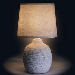 Lume Comodino Ceramica Tessuto Grigio Design Moderno Abatjou