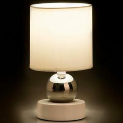 Lume Comodino Ceramica Tessuto Bianco Design Moderno Abatjou