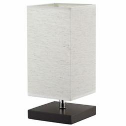 Lume Da Comodino In Legno E Tessuto Grigio Abatjour 32x14cm