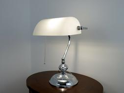 Ministeriale Banchiere Scrivania Ufficio Vintage Cromo Bianc