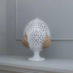 Pumo Rosone 40 Cm Bianco Foglia Stile Shabby Chic Abat-jour