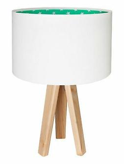 Beltrame Verde Bianco Stelle Stoffa Legno Lampada Comodino C