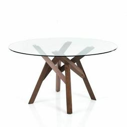 Rotondo In Legno Massello E Vetro Trasparente