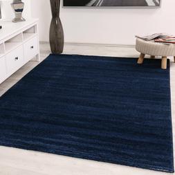 Moderno Pelo Corto Tappeto Blu Screziato Puris Tavolo