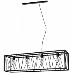 Da Pranzo Nero 4xe27 Metallo 118cm Lungo Interno