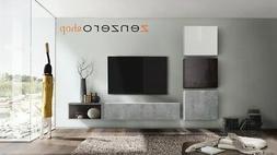 Parete attrezzata moderna di design, antracite, bianco lucid
