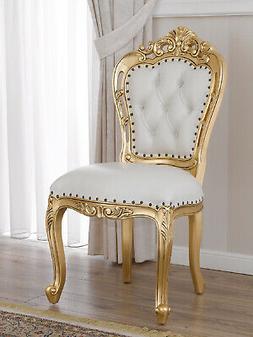 Poltrona Veronique stile Barocco Francese sedia foglia oro e