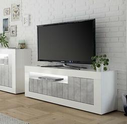 Porta TV a 3 ante, moderno e di design, finitura Bianco Luci