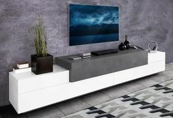 Porta TV dal desing moderno in finitura bianco lucido e arde