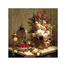 quadro tavolo con vaso fiori stampa su