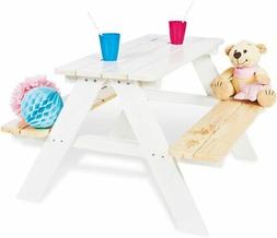 Da Bambini Nicki Per 4 In Legno Bianco 2 Panche Con 1