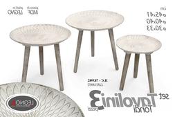 SET 3 TAVOLI TAVOLINI TONDI CON GAMBE IN LEGNO E RIPIANI IN 