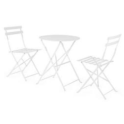 Con 2 Sedie Pieghevoli Da Giardino Per Esterno In Ferro Bian