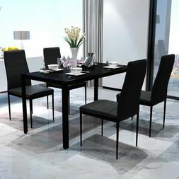 Completo Con 4 Sedie Da Pranzo 5 Pz Nero Soggiorno Cucina