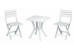 Tavolino 60x60 Cm Con 2 Sedie Bianco Da Esterno