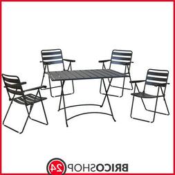 Con 4 Sedie Pieghevoli Braccioli Antracite Acciaio Da Giardi