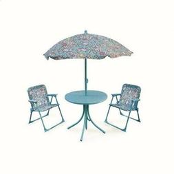 SET TAVOLINO CON OMBRELLO E DUE SEDIE BIMBO IN METALLO CON R