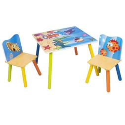 Set Tavolino e 2 Sedie per Bambini Design Oceano in Legno