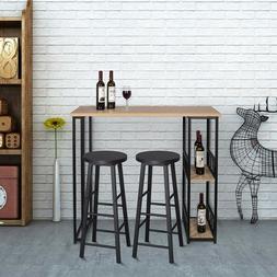 Alto E 2 Sgabelli Bar Cucina Colazione In Metallo E Legno Va