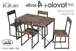 Cucina + 4 Sedie Struttura In Metallo Piani In Legno 110x70x