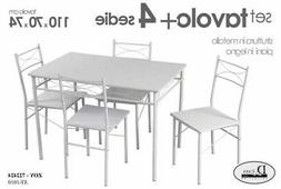 Cucina Con 4 Sedie Bianco Metallo E Legno Cm 70x110x74 H