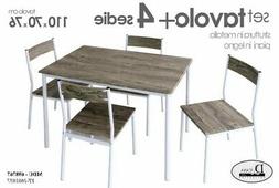 Cucina Con 4 Sedie Metallo Legno Cm 70x110x76 H Marrone