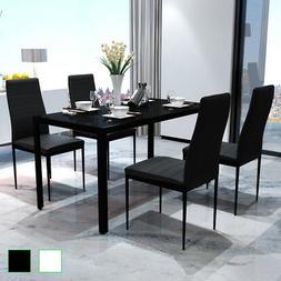 Da Pranzo E Sedie Cucina Sala 5 Pz Nero/nero E Bianco