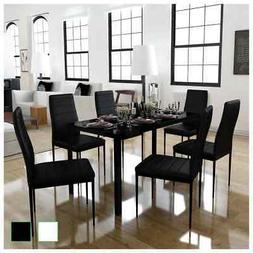 Da Pranzo E Sedie Cucina Sala 7 Pz Nero E Bianco/ Nero