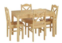 Da Pranzo Lungo In Pino Con Zampe Con Intagli 4 Sedie 90.70-