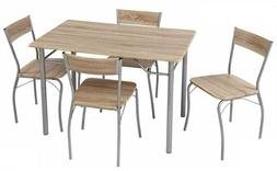 E 4 Sedie Metallo Top Legno Cucina Veranda Salotto Giardino 