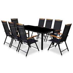 E Sedie Da Esterni 9 Pz In Alluminio Nero Patio Giardino
