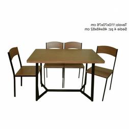 Giardino + 4 Sedie Metallo Tavolino Rovere Chiaro Arredo Est