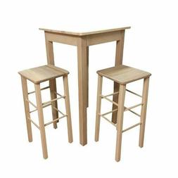 In Legno 60x60 Alto Cm 102 Grezzo Con 2 Sgabelli H 73 Quadra