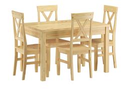 Lungo Da Pranzo Con Zampe Intagliate, 4 Sedie In Pino 90.70-
