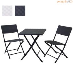 Pieghevole Da Giardino Esterno Con 2 Sedie Effetto Rattan  A