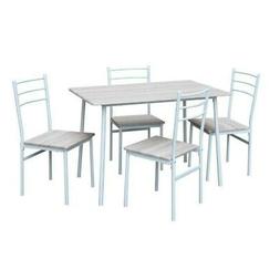Rettangolare Da Pranzo Con 4 Sedie Bianco In Legno E Pvc