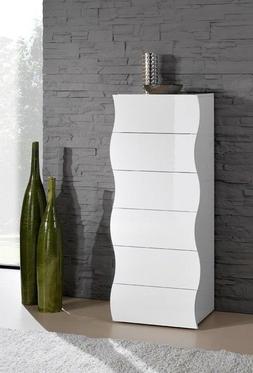 Settimino bianco laccato lucido con cassetti sagomati, linea