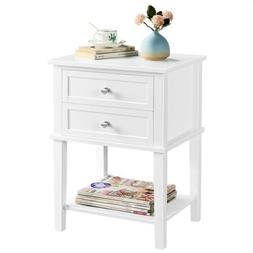 Table d'Appoint Table Chevet Bout de Canap&eacute; en Bois 2 Tiroi