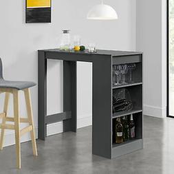 Table de Bar avec Rangement Table Bistro Haut avec 3 &Eacute;tag&egrave;