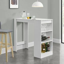Table de Bar avec Rangement Table Bistro Haut avec 3 &Eacute;tag&egrave;