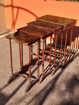 TAVOLI TAVOLINI ARREDI IN LEGNO AD INCASTRO VINTAGE  4 PEZZI