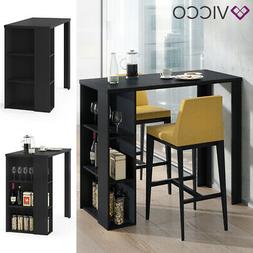 VICCO Tavolino bar NOEL Bancone da bar Bianco Nero Vani 120 