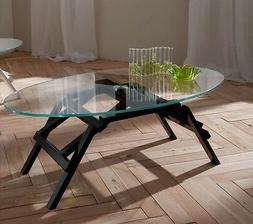 Salotto Con Vetro Ovale Mod Leonardo Rovere Moro