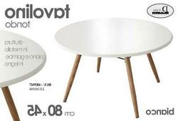 Tavolino bianco tondo in legno diametro 80xh 45 cm A14027