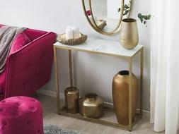 Tavolino consolle effetto marmo bianco e oro DELANO