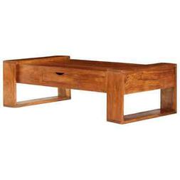 Tavolino da Caff&egrave; in Massello di Acacia 100x50x30 cm Marron