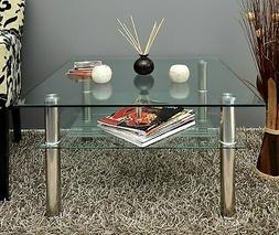 Basso Da Salotto Moderno In Vetro Forma Quadrata 80x80