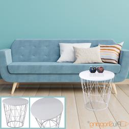 TAVOLINO DA SALOTTO DIVANO BASSO ROTONDO IN ACCIAIO BIANCO S