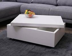 Tavolino da salotto HWC-G82 MDF 60x80x34cm bianco